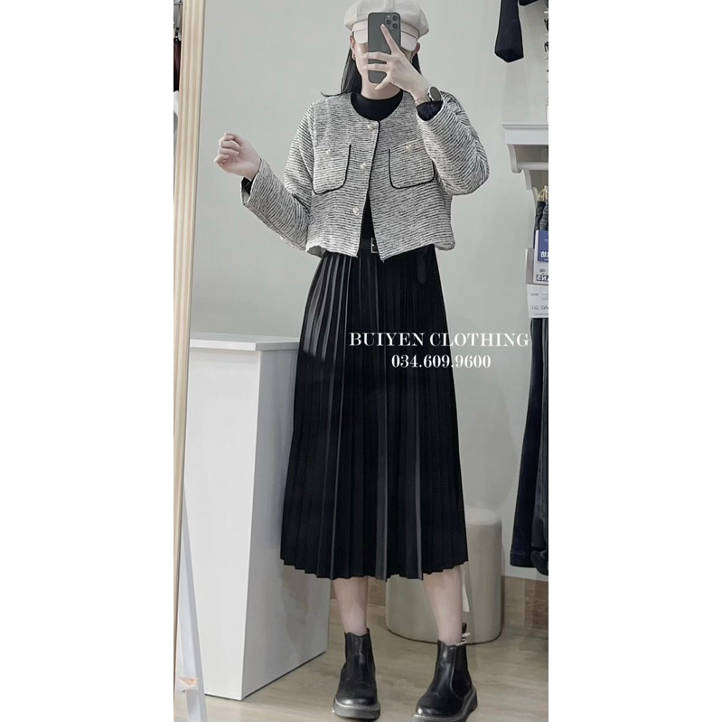 VÁY XẾP LY LIỀN ÁO KÈM KHOÁC DẠ