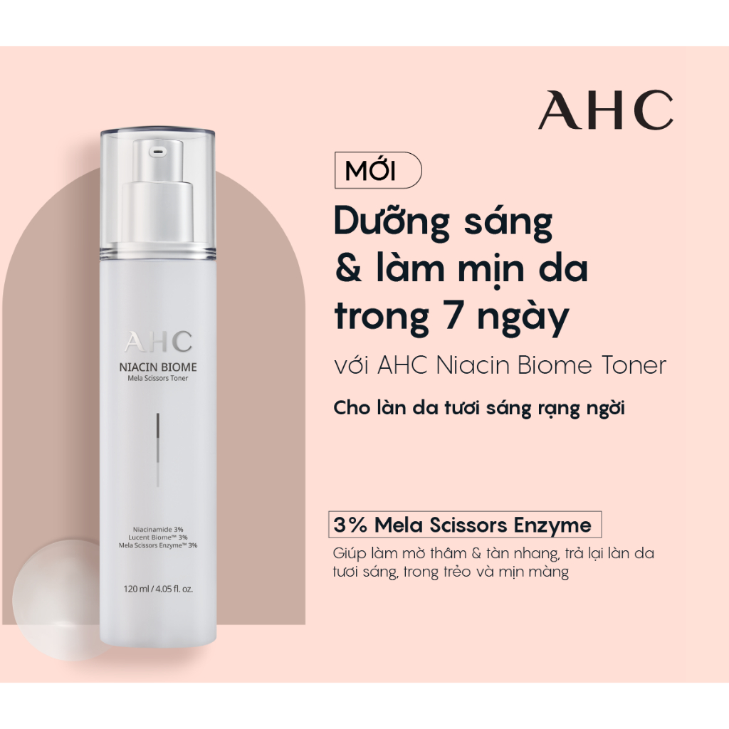 Nước Cân Bằng Cấp Ẩm Làm Sáng Da AHC Niacin Biome Mela Scissors Toner120ml