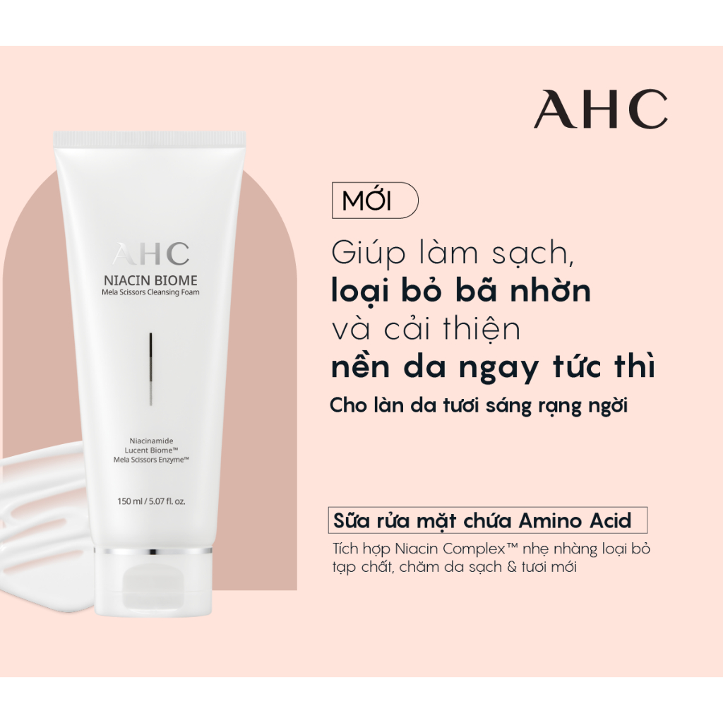 Sữa Rửa Mặt Cấp Ẩm Sáng Da AHC Niacin Biome Mela Scissors Cleansing Foam 150ml