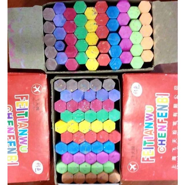 Phấn màu lục giác 50 viên, phấn mỹ thuật 12 viên
