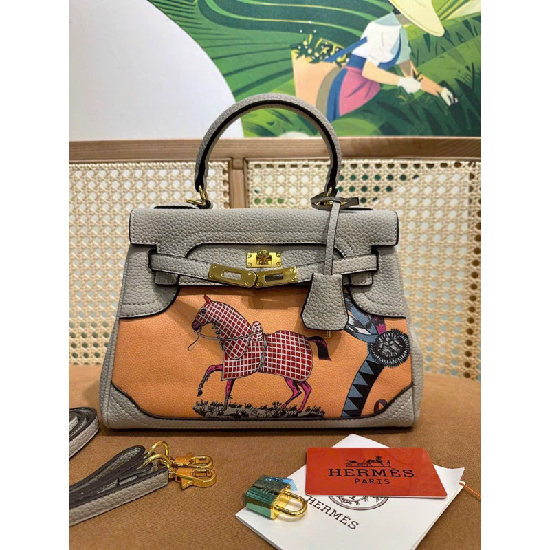 Túi Xách HMm KELLY HOẠ TIẾT sz25 .Nobox, có logo mã cod, Hàng super