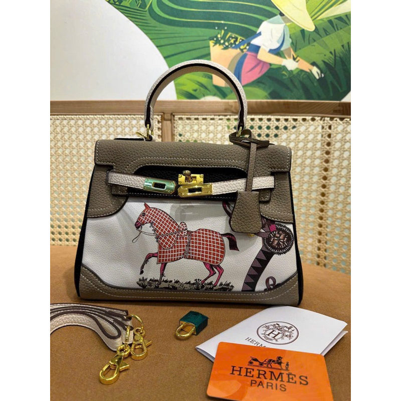 Túi Xách HMm KELLY HOẠ TIẾT sz25 .Nobox, có logo mã cod, Hàng super