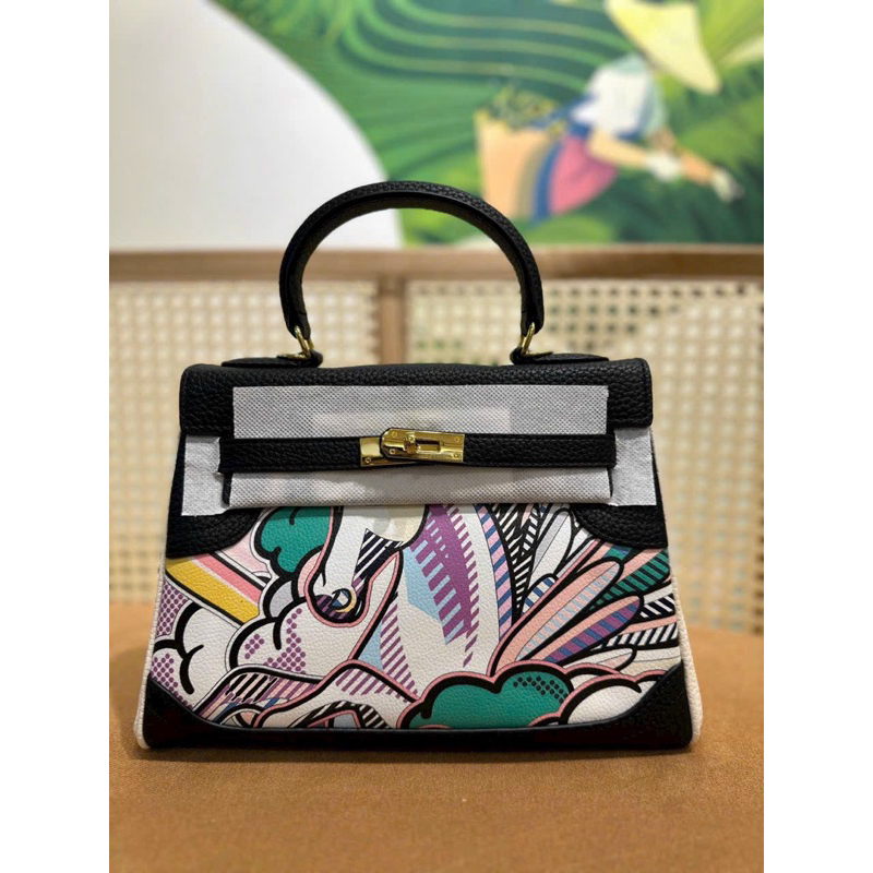 Túi Xách HMm KELLY HOẠ TIẾT sz25 .Nobox, có logo mã cod, Hàng super