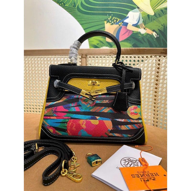 Túi Xách HMm KELLY HOẠ TIẾT sz25 .Nobox, có logo mã cod, Hàng super
