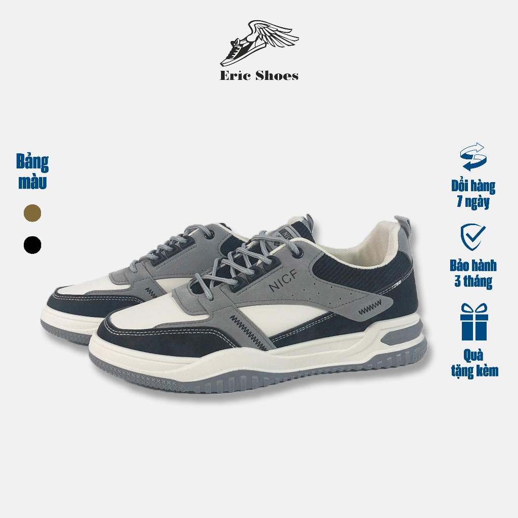 Giày thể thao nam NicF, Sneaker giày nam basic, Giày da nam đế bằng street style