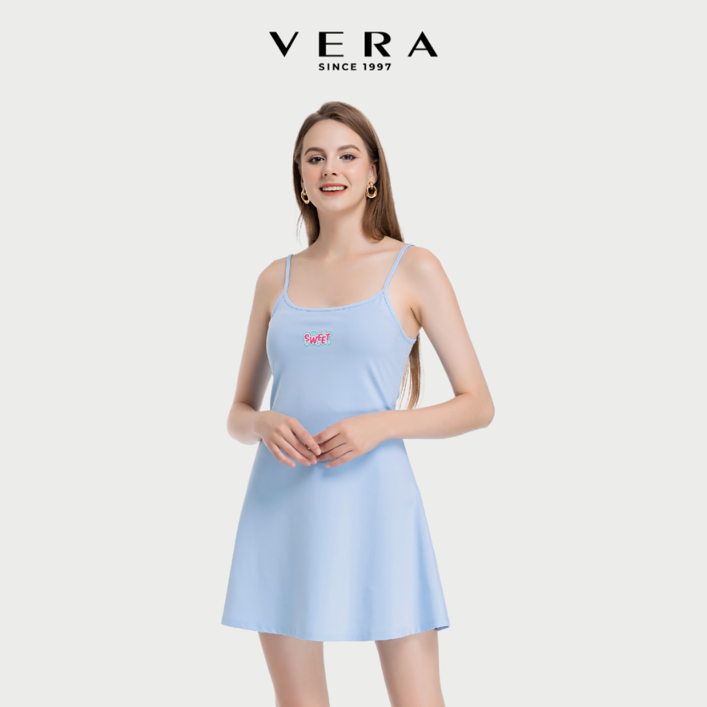 Đầm ngắn hai dây VERA cotton 4C co giãn, mềm mại, thoáng mát - V0530