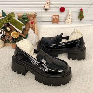 Giày búp bê Lolita nữ da bóng đế cao quai dán mũi tròn năng động phong cách Hàn Quốc FLOWER G66- trangtrang239