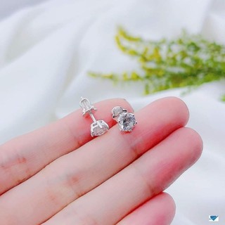 Bông tai nụ đá bạc xoắn ren chốt vặn