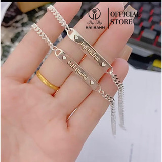 Lắc tay đôi khắc tên bạc ta HHJ