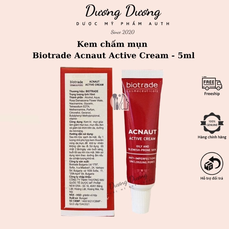 Chấm mụn Biotrade Acnaut Active Cream size 5ml - 15ml có tem phụ