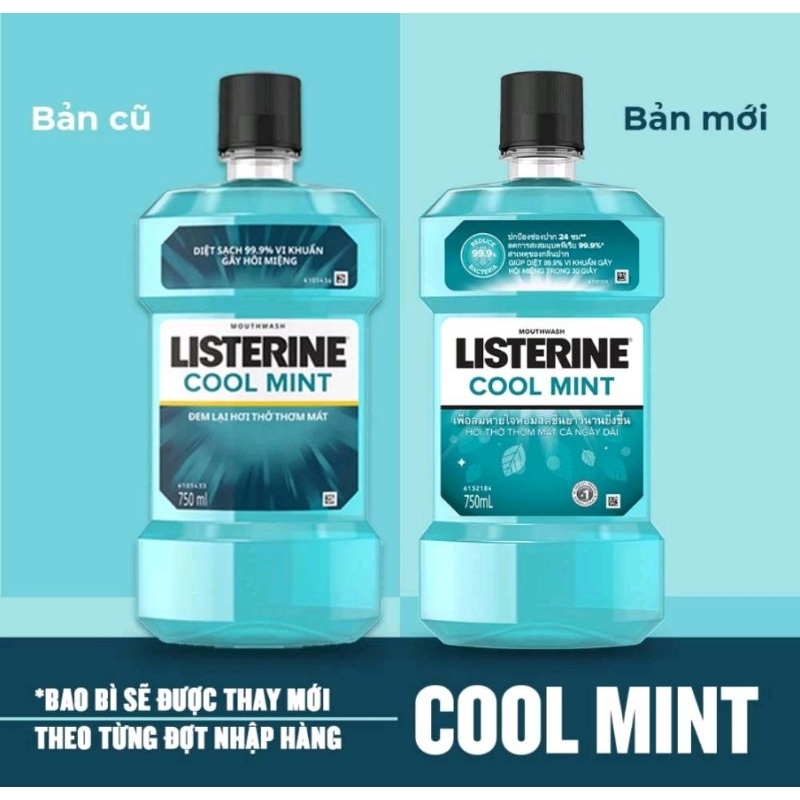 Combo 2 chai nước súc miệng Listerin 750ml- Chính hãng