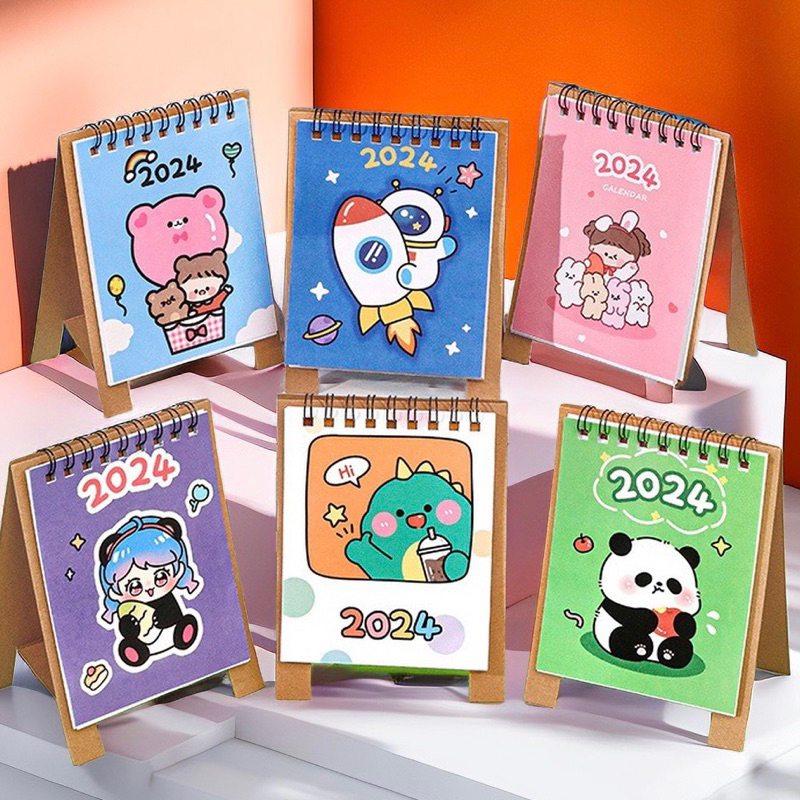 Lịch để bàn năm 2024 in hoạt hình dễ thương