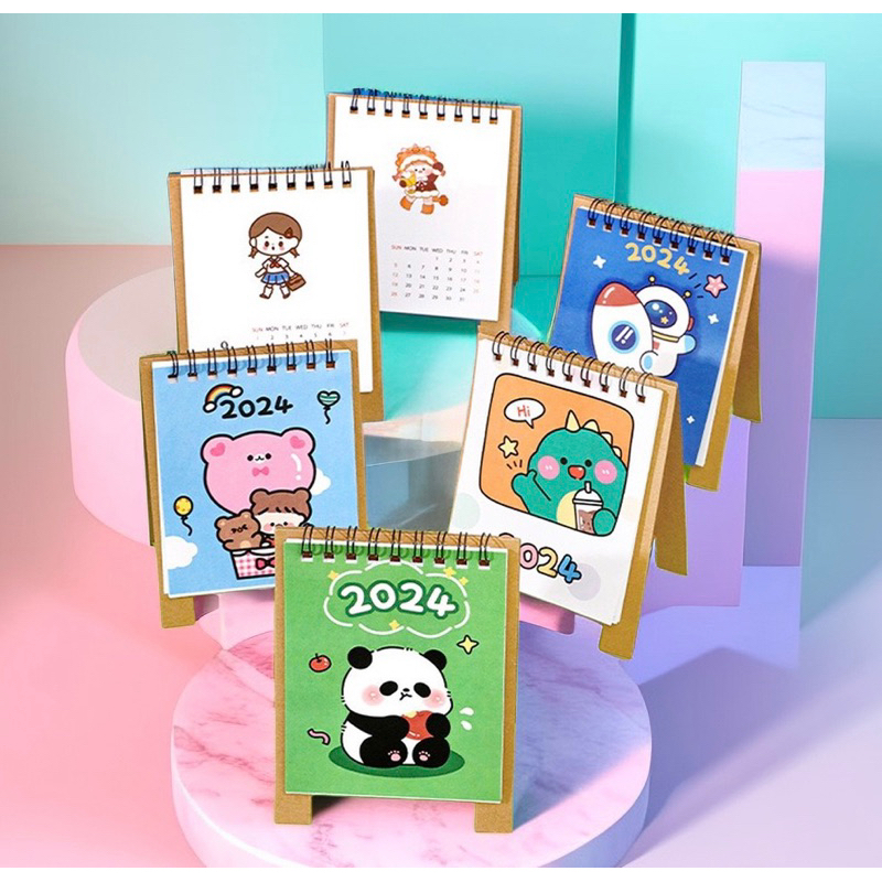 Lịch để bàn năm 2024 in hoạt hình dễ thương