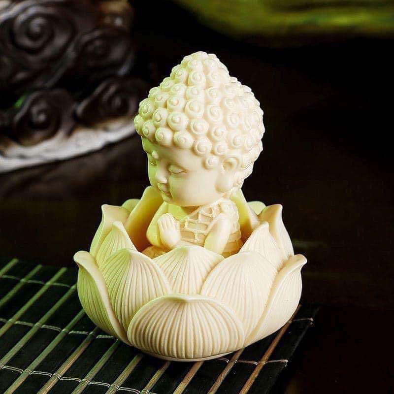 Tượng phật mini tượng phật ngồi đài sen để oto decor nhà bàn làm việc cầu bình an may mắn