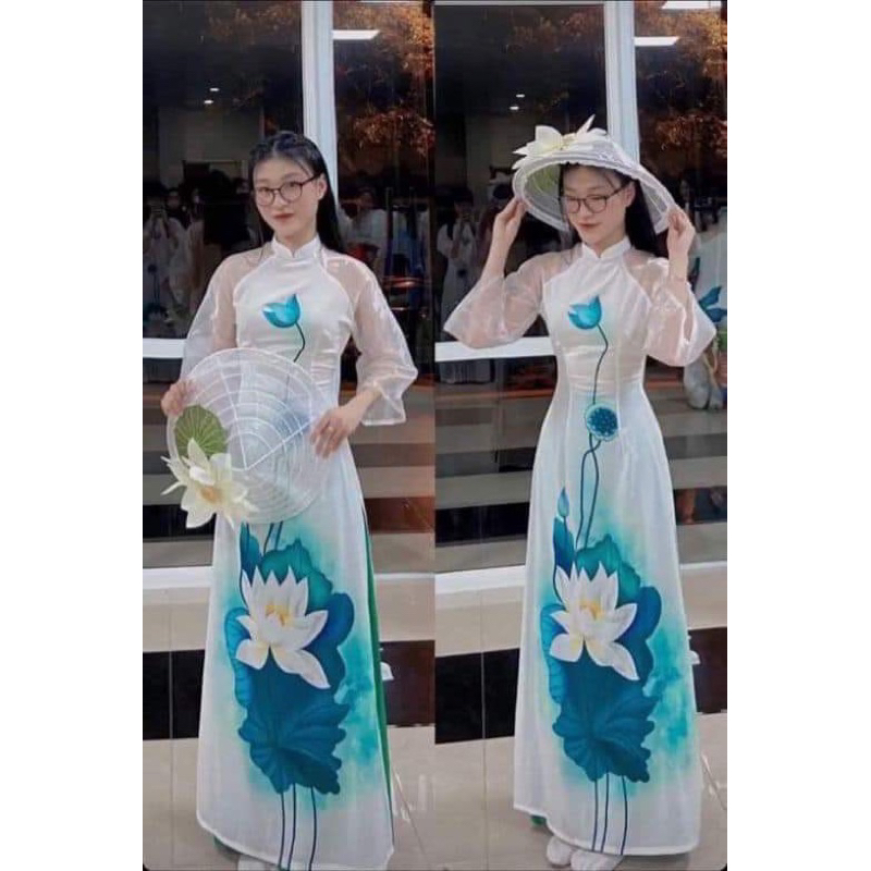 Áo dài sen trắng đẹp