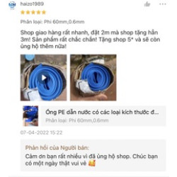 Ống dẫn nước PE phi 76mm màu xanh dương và màu trắng dài 5m, 15m, 25m, 35m, 55m