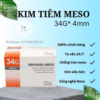 50 đầu kim 34G tiêm meso căng bóng Hàn Quốc( màu xanh)