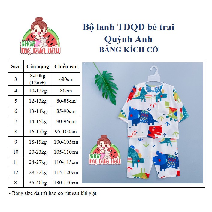 Quần áo bé trai, đồ bộ lanh bé trai dài tay size 8-40kg shop mẹ dưa hấu