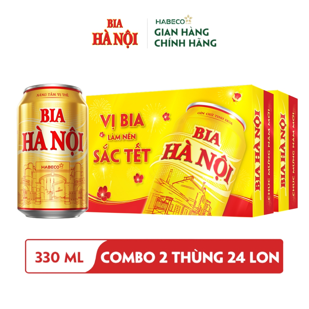 COMBO 2 Thùng 24 lon Bia Hà Nội – HABECO (330ml/lon) – Phiên bản Tết