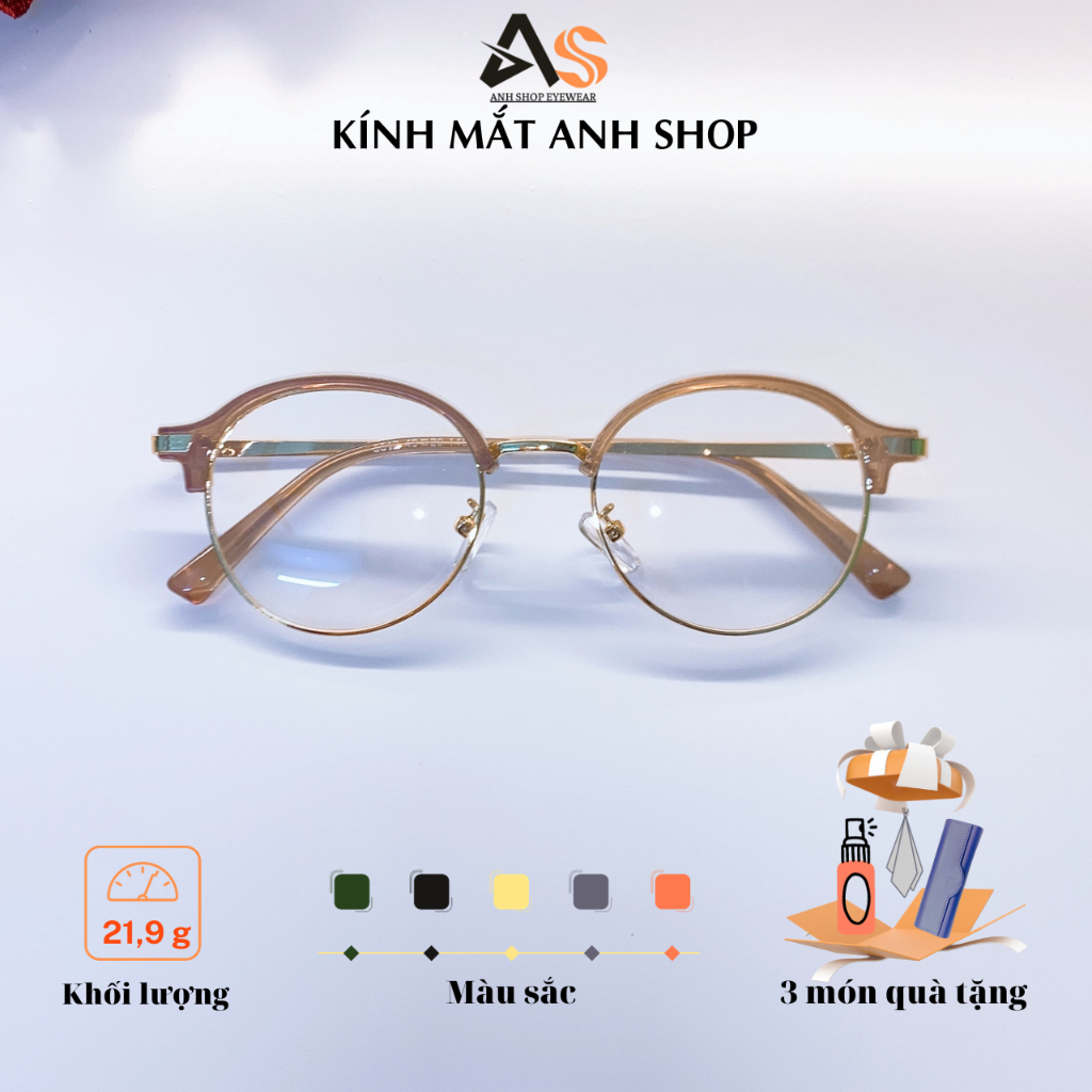 Kính tròn mắt nhỏ viền dày kim loại thời trang nam nữ 5612A