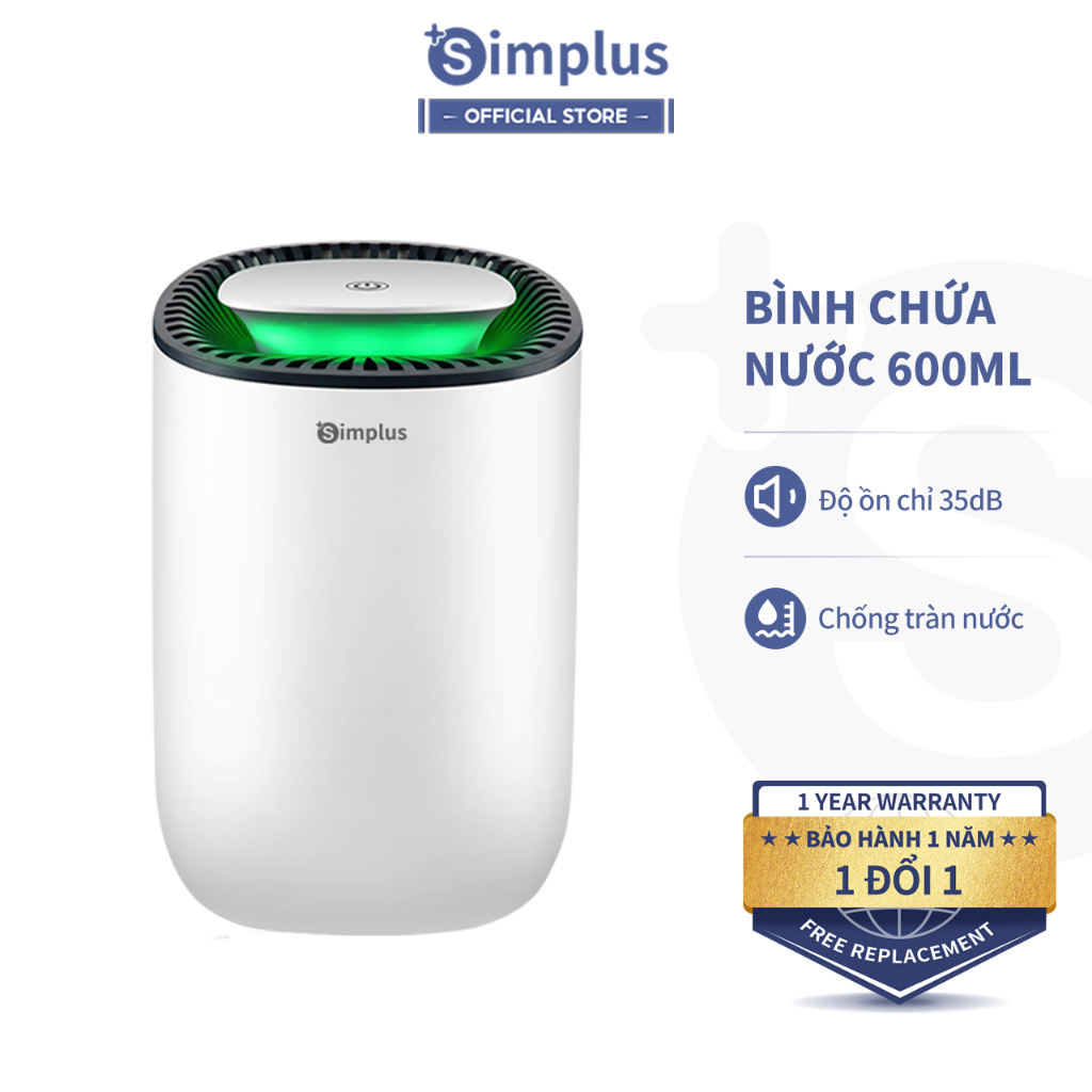 Máy Hút Ẩm Simplus CUSH001 Bình chứa nước 600ml - Bảo Hành 1 Năm 1 Đổi 1