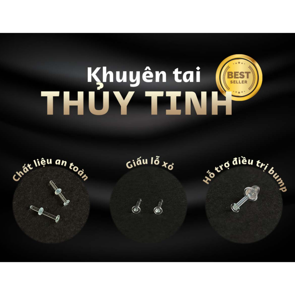 Khuyên thủy tinh, Khuyên Giữ lỗ, khuyên tai, Khuyên mũi  - Thủy tinh