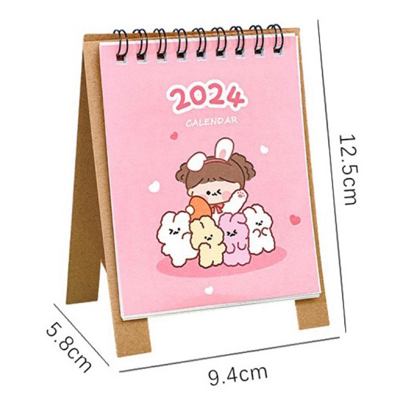 Lịch để bàn năm 2024 in hoạt hình dễ thương