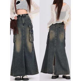 Chân váy jean túi hộp dáng dài xẻ sau phong cách vintage - Retrostyle- CVJean6332