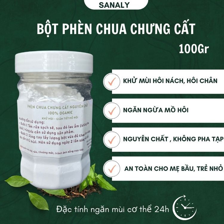 Phèn chua chưng cất nguyên chất loại xịn khử hôi nách khử mùi hôi chân sạch gàu nấm da đầu giảm tiết mồi hôi