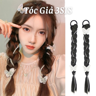 Tóc giả tết bím chỉ kèm dây ngọc kiểu nữ tính, tóc giả tết bím cho nữ
