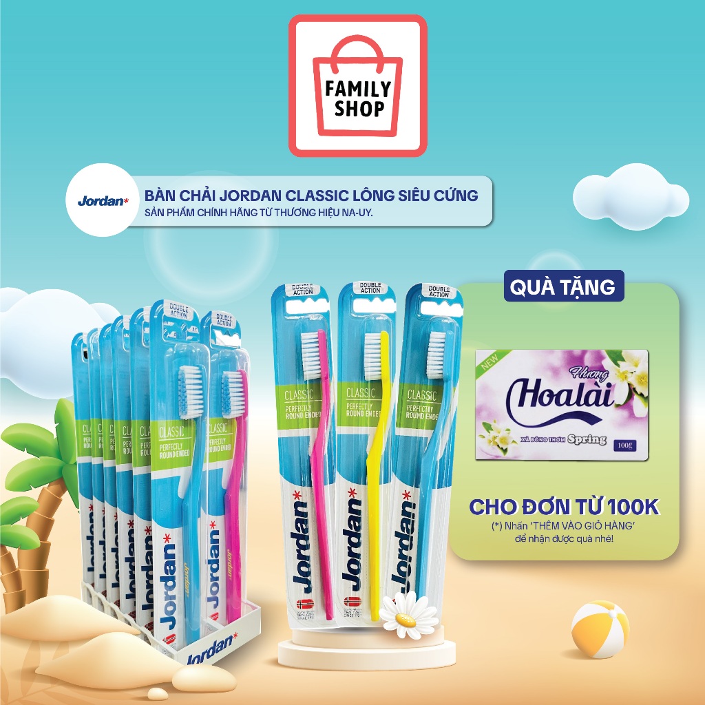 3 Bàn Chải Jordan Lông Siêu Cứng - Clean Teeth Double Action .