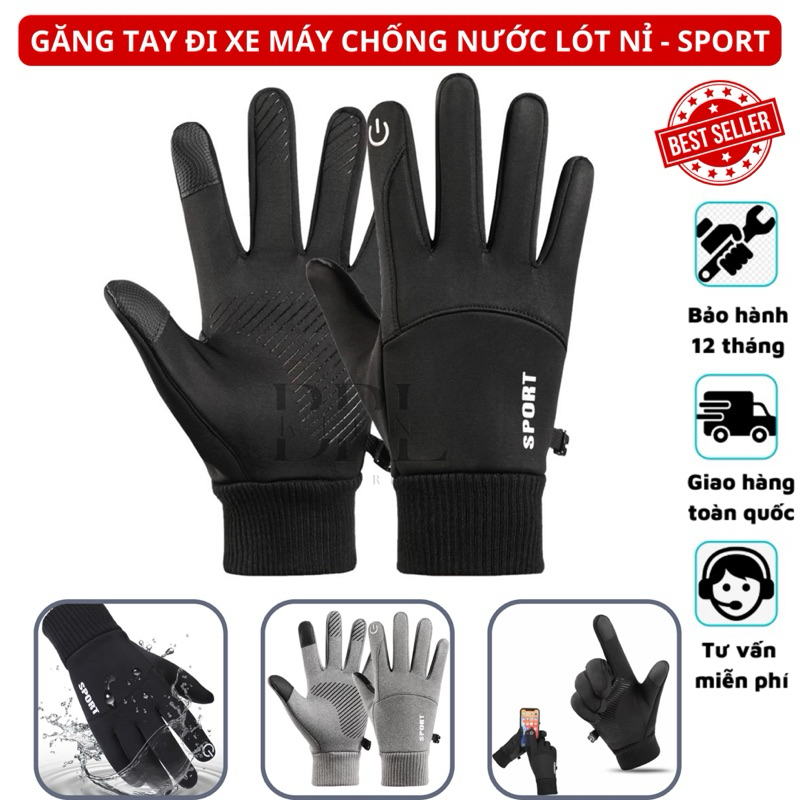 Găng xe máy chống nước, lót nỉ nam nữ ấm áp chống nước chống gió cao cấp - Găng tay xe máy cảm ứng điện thoại