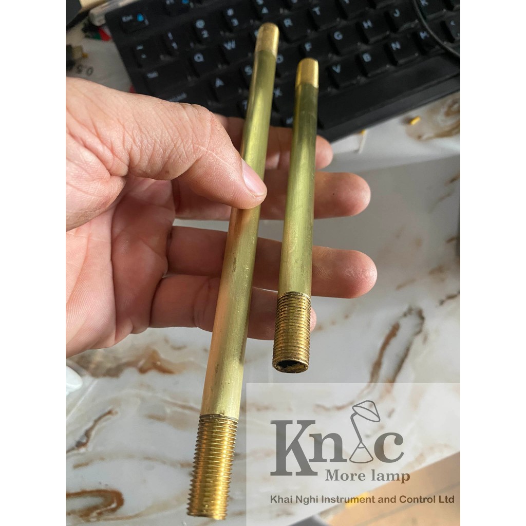Ty đèn rỗng bằng đồng thau ren 2 đầu M10 kích thước dài 10cm 15cm 20cm 30cm 50cm