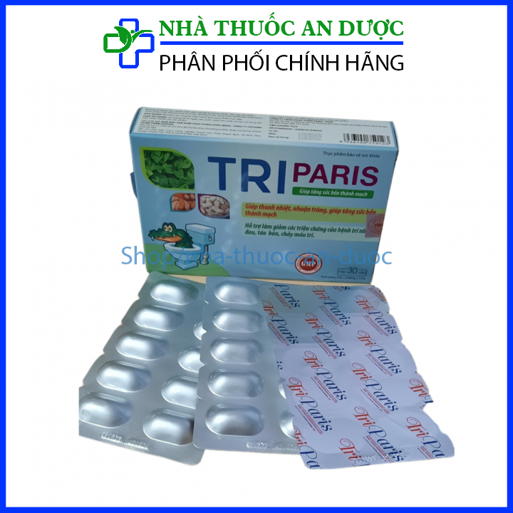 Viên uống tiêu Trĩ  Paris giúp thanh nhiệt, nhuận tràng, tiêu trĩ, táo bón - Hộp 30 viên - giao mẫu ngẫu nhiên