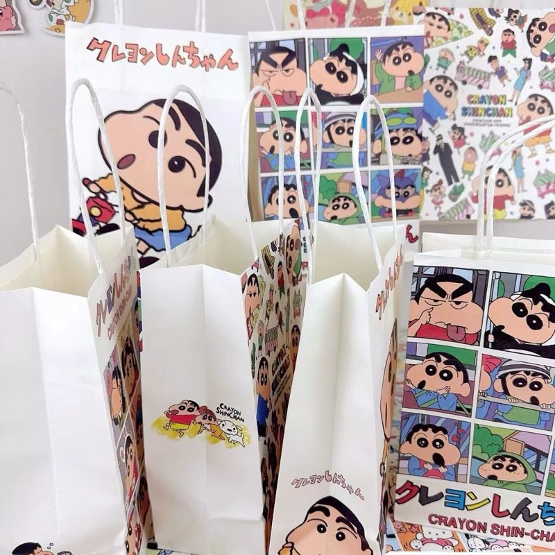 Túi giấy túi quà tặng hình Shin chan Cậu bé bút chì Doraemon 15x23x8