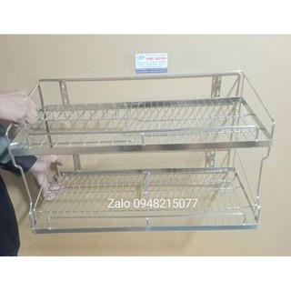 Kệ chén treo 2 tầng inox đặc 304 (28x100x C40)