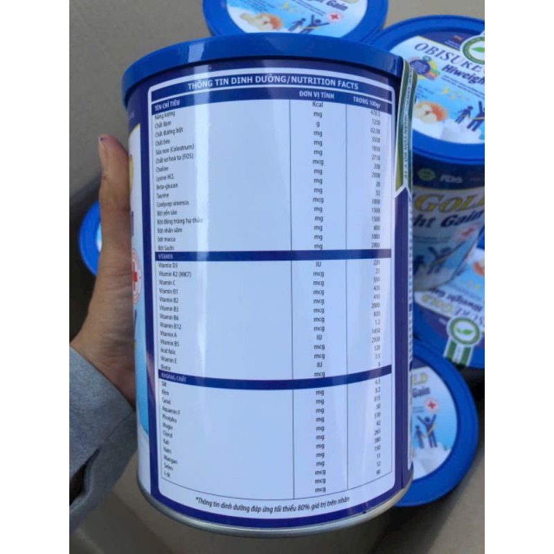 Sữa obisure Gold Hiweight Gain 900g cung cấp dinh dưỡng Giúp Tăng Cân, Tăng Sức Đề Kháng, Ăn Ngon Ngủ Ngon