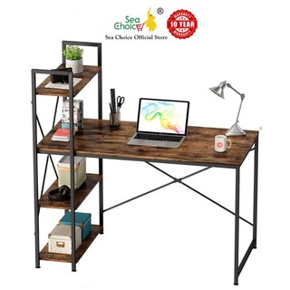 Bàn máy tính bằng gỗ Bàn học tại nhà làm việc đơn giản kệ lưu trữ để Bài viết văn phòng tại nhà - Màu nâu