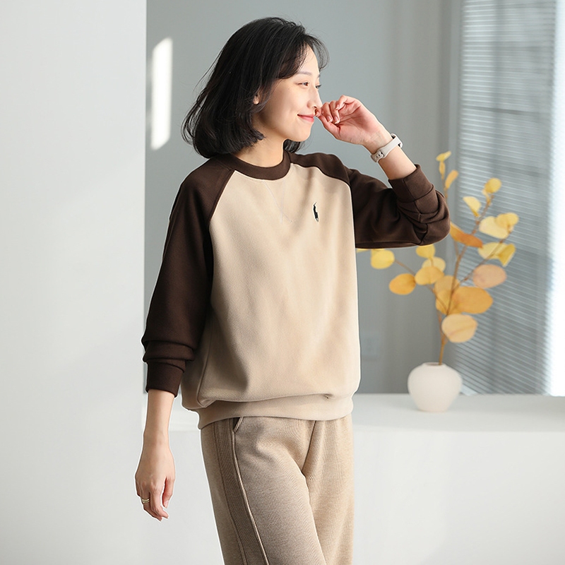 Áo T-shirt nỉ dài tay KAMAKA lệch mạu cổ tròn - NU9422