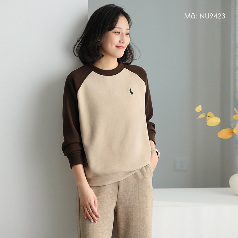 Áo T-shirt nỉ dài tay KAMAKA lệch mạu cổ tròn - NU9422