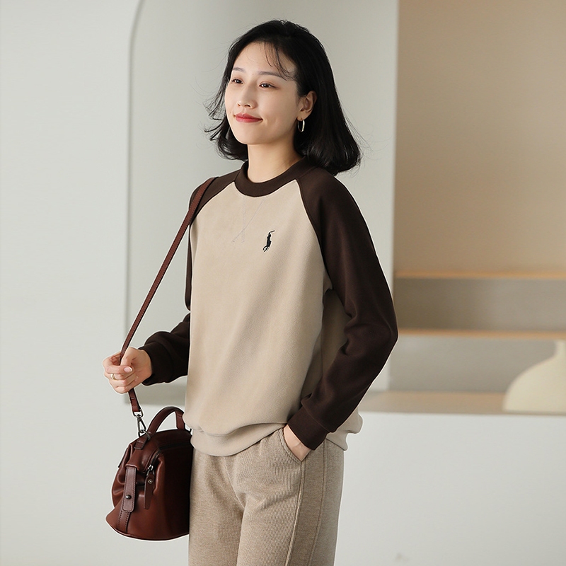 Áo T-shirt nỉ dài tay KAMAKA lệch mạu cổ tròn - NU9422