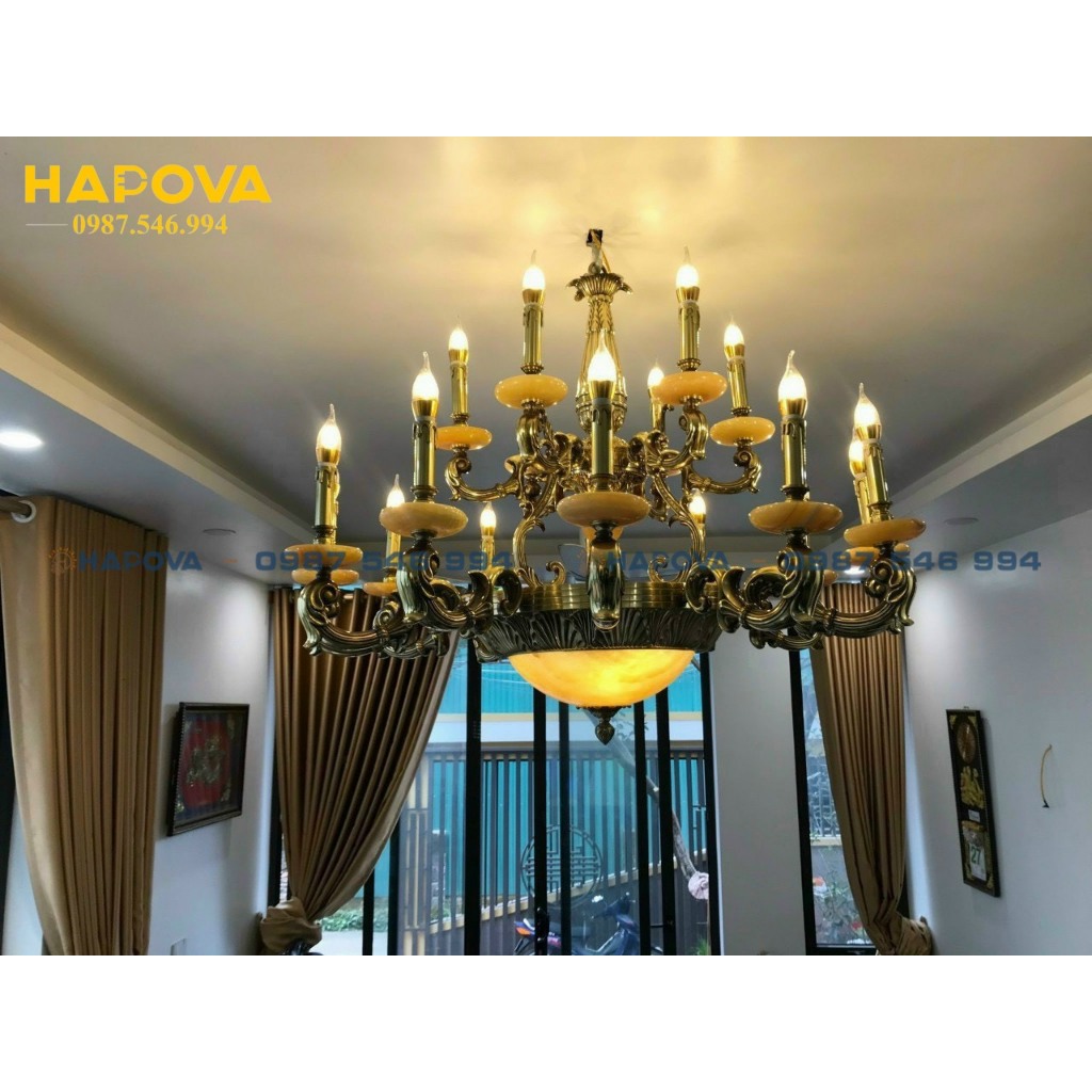 Đèn chùm đồng cao cấp HAPOVA PHELIM 988 18 tay