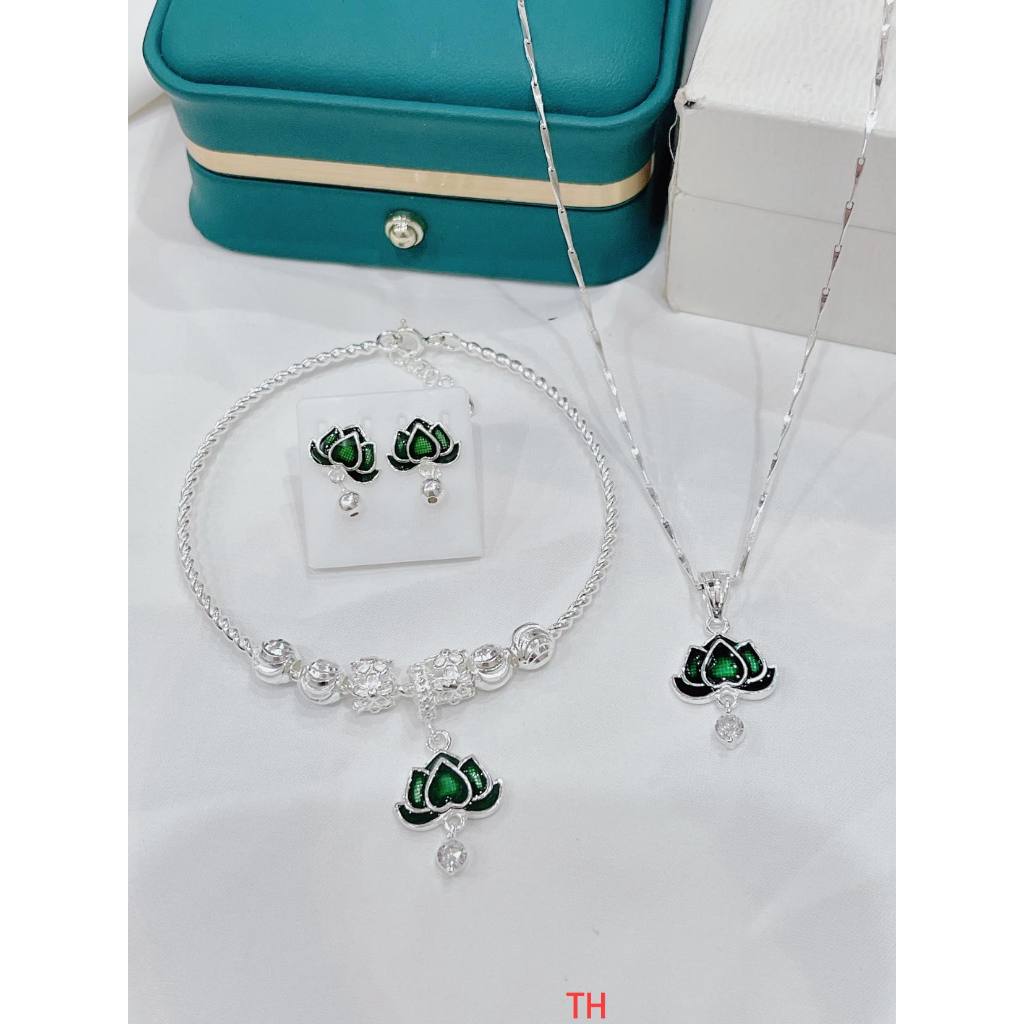 Bộ trang sức bạc bông sen hot.