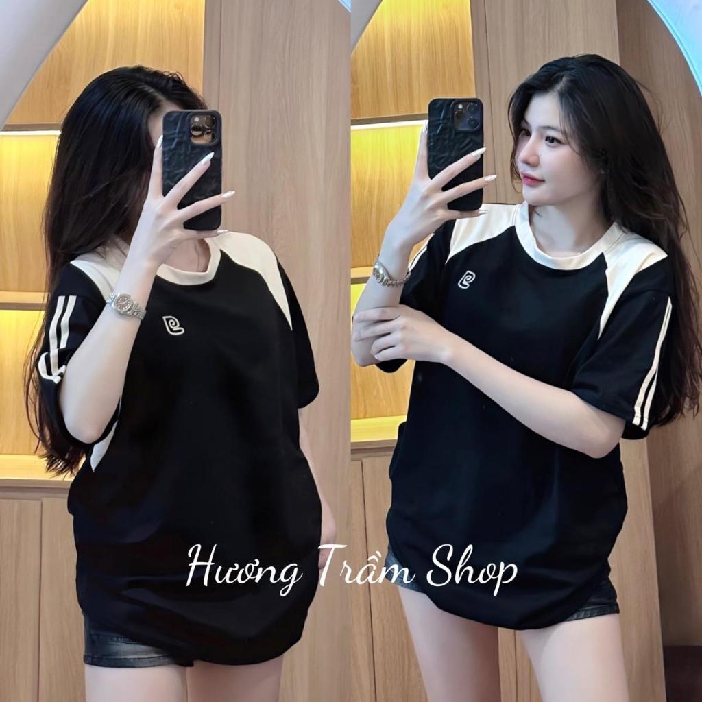 Áo Thun Cotton 3158 - Chữ g Thêu Phối Tay Sọc Vai , Form 40-75kg