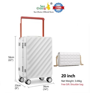 Vali du lịch cao cấp sea choice 2031 tay cầm rộng vỏ cứng bằng nhôm size 20'' /khóa số tsa dây kéo ykk