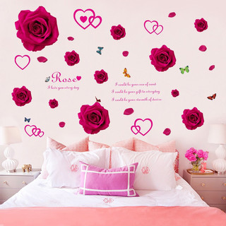 Decal dán tường hoa hồng đỏ dán phòng ngủ