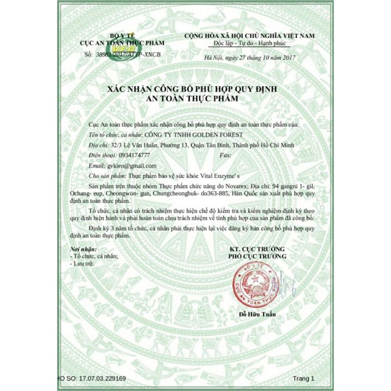 Enzymes Vital Hàn Quốc 30 Gói