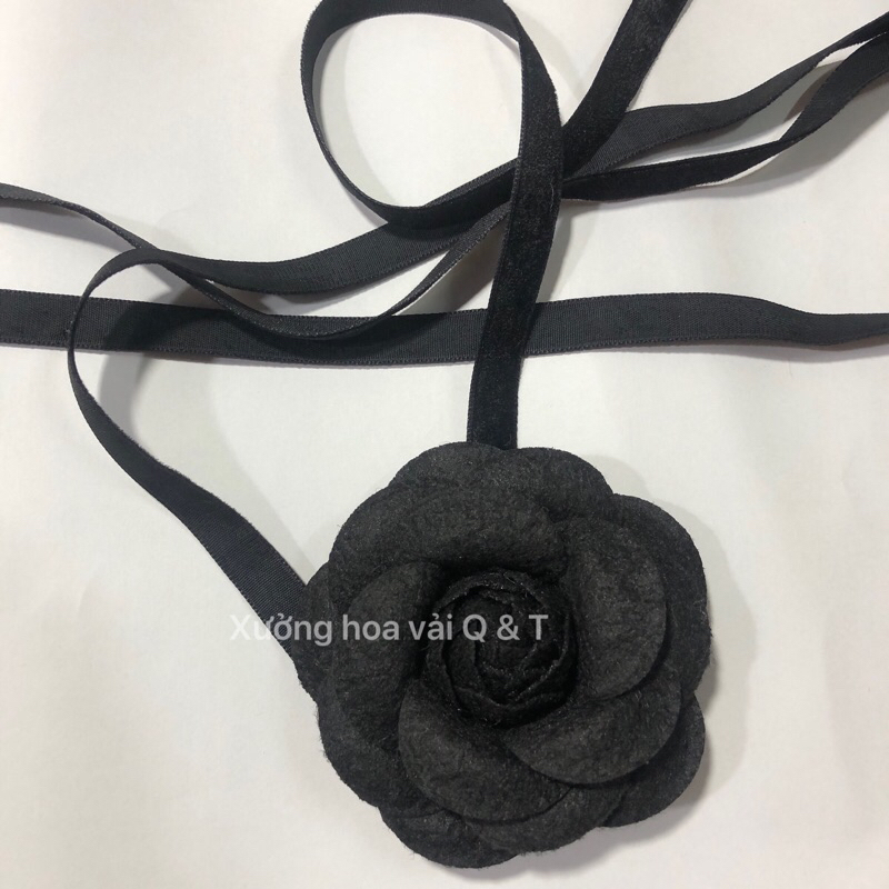 🌸Choker Bông Hồng Đen Bí Ẩn Dây Nhung Dài 1m5 KIÊM BÔNG CÀI ÁO🌸