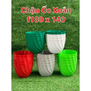 Chậu nhựa ốc xoắn kt 180x140 - trồng cây để bàn , sen đá....