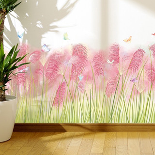 Decal Dán Tường Chân Cỏ lau Dán Chân Tường